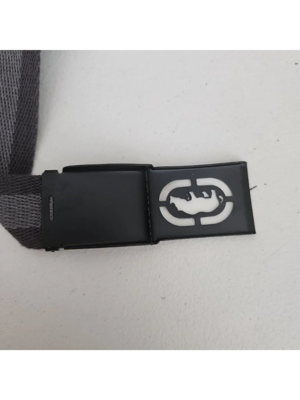 Gray & Black Belt With Rhino Buckle Durable Elastic Material 50 Inches Long